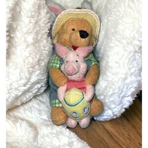 DISNEY WINNIE THE POOH AND PIGLET EASTER BONNET &‎ EGG BEANIE PLUSH animals